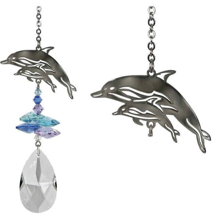 Woodstock Chimes Crystal Fantasy Suncatcher, Dolphins