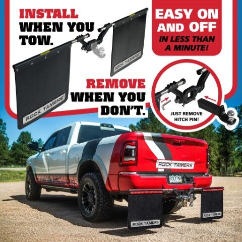 Rock Tamers Mudflap System Trailer Hitch Attachment For 2-In Hub