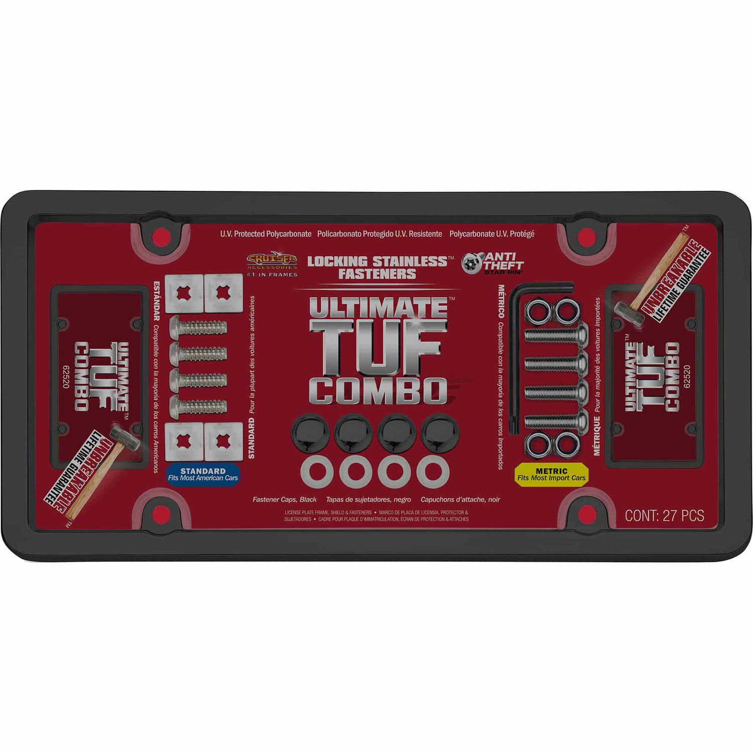 Cruiser Accessories Ultimate Tuf Combo Black/Smoke License Plate Frame With Shield