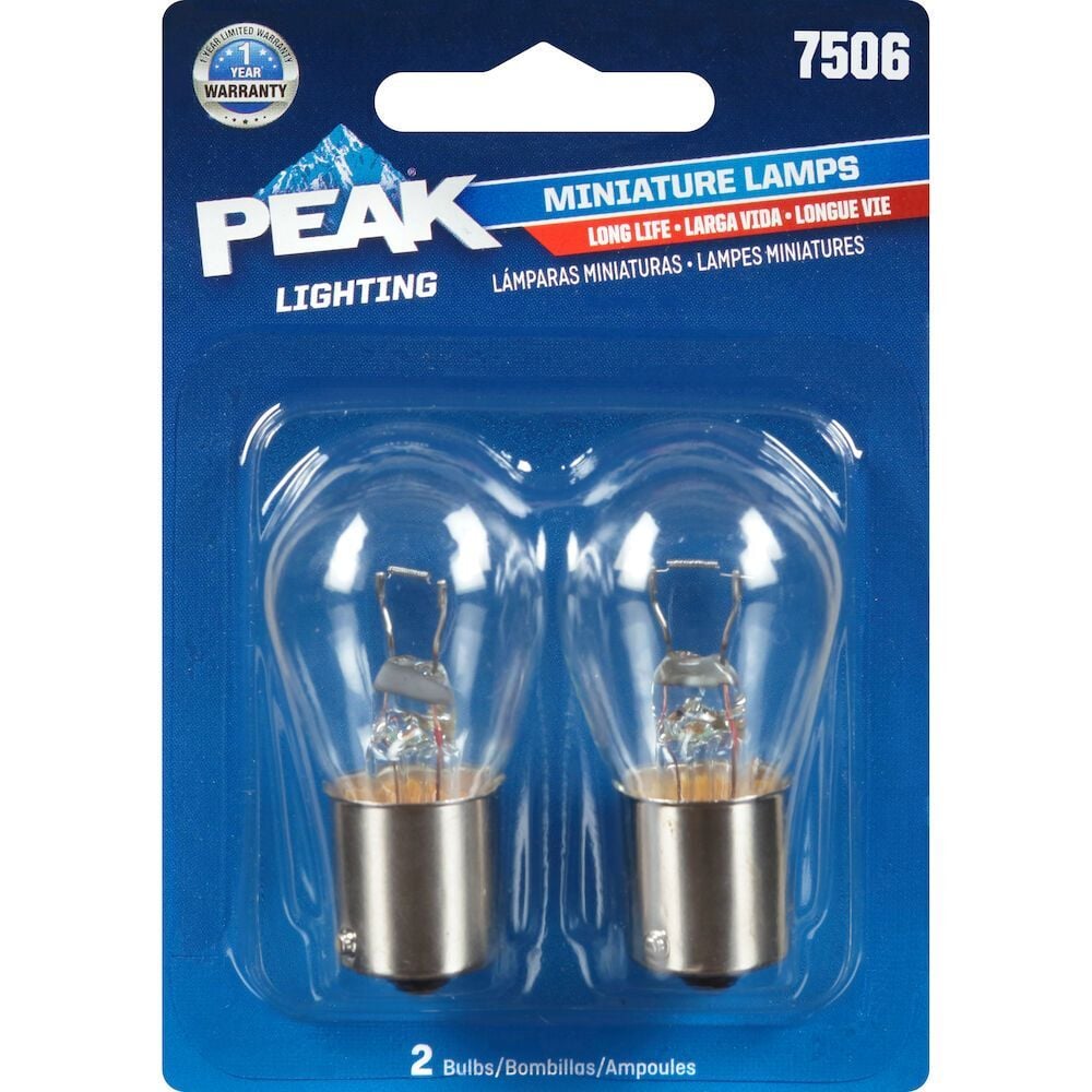 PEAK Long Life Automotive Miniature 7506 Bulbs, 2-Pk