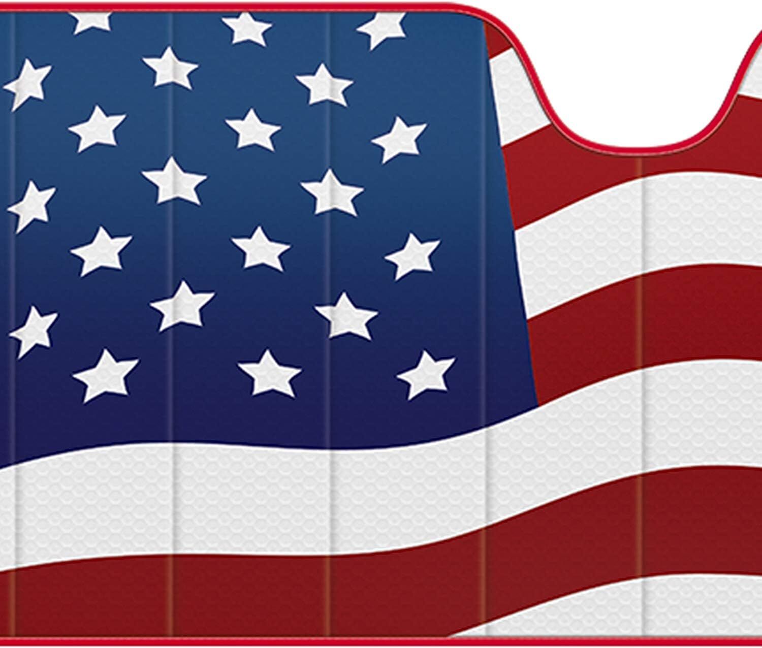 Custom Accessories AutoShade American Flag Accordion Sunshade