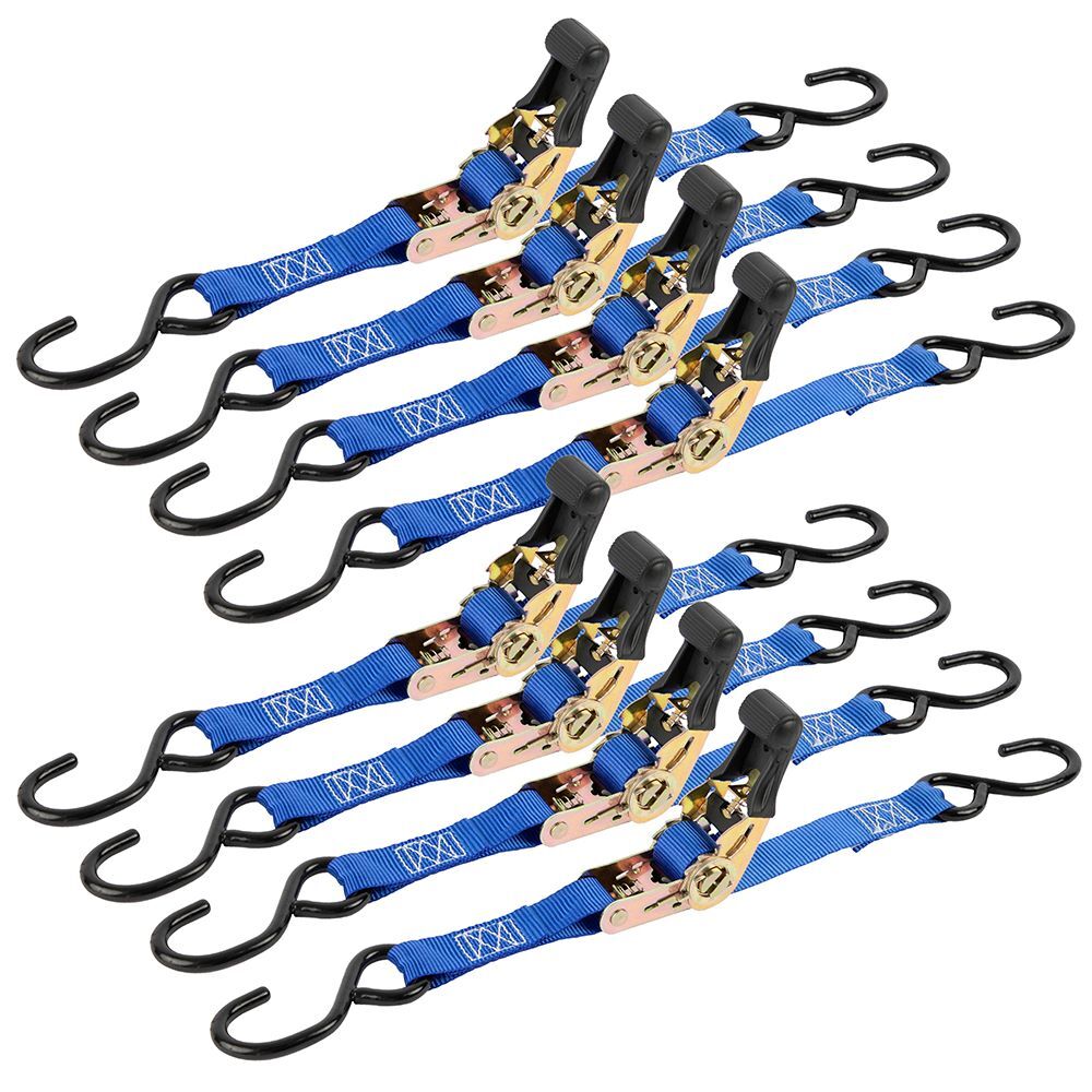 Erickson Soft Grip Ratchet Tie-Downs, 1-In x 10-Ft, 1200-Lb, 8-Pk