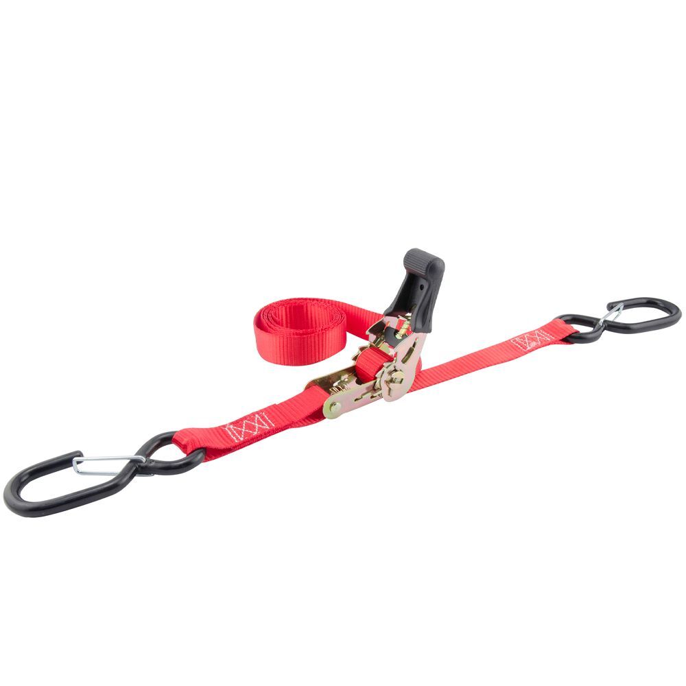 Erickson Heavy Duty Motorcycle Ratchet Straps with Safety Hooks, 1-In x 6-Ft, 1200-Lb, 2-Pk