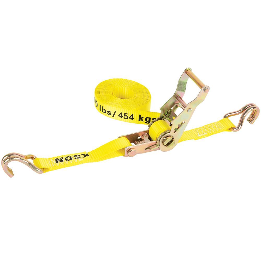Erickson Ratchet Strap with Double J-Hooks, 1-In x 15-Ft, 3000-Lb