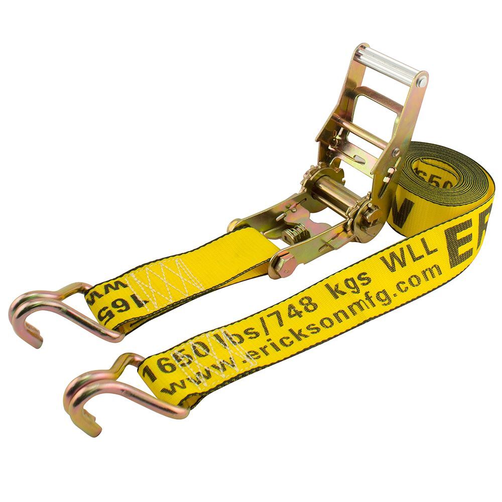 Erickson Ratchet Strap with Double J-Hooks, 2-In x 25-Ft, 5000-Lb