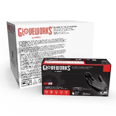 Gloveworks Black Large 5-Mil Nitrile Gloves