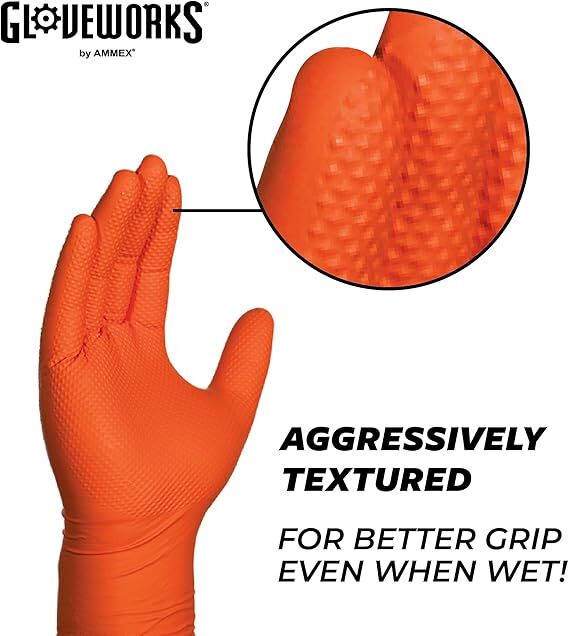 Gloveworks RDT Orange Nitrile  8-Mil Large Gloves
