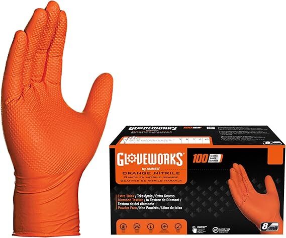 Gloveworks RDT Orange Nitrile  8-Mil Large Gloves