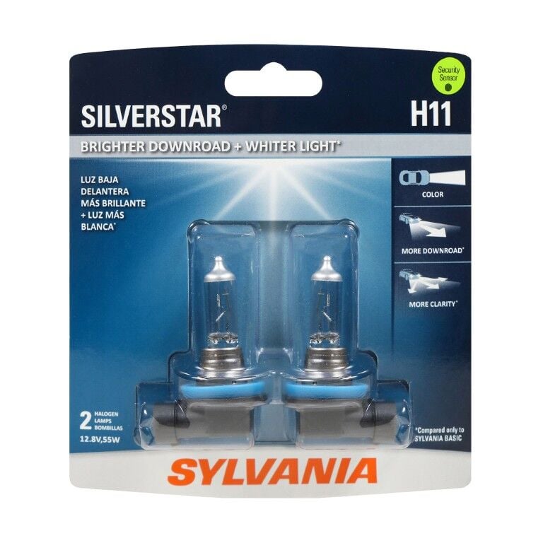 Sylvania H11 SilverStar Halogen Headlight Bulb, 2-Pk