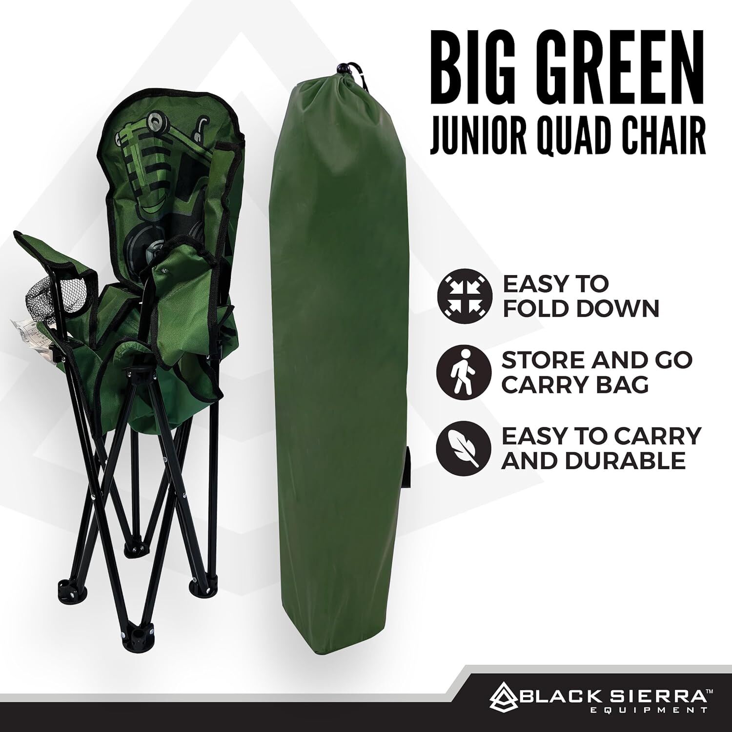 Black Sierra Kids' Green Tractor Camp Chair 