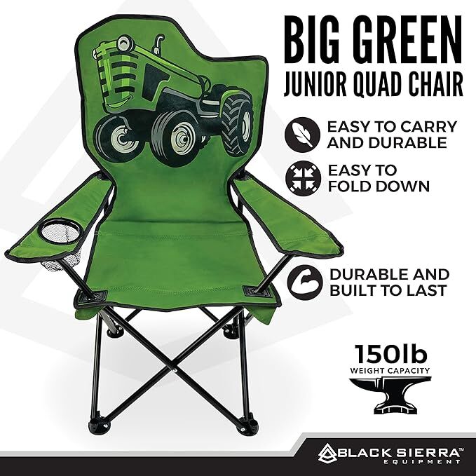 Black Sierra Kids' Green Tractor Camp Chair 