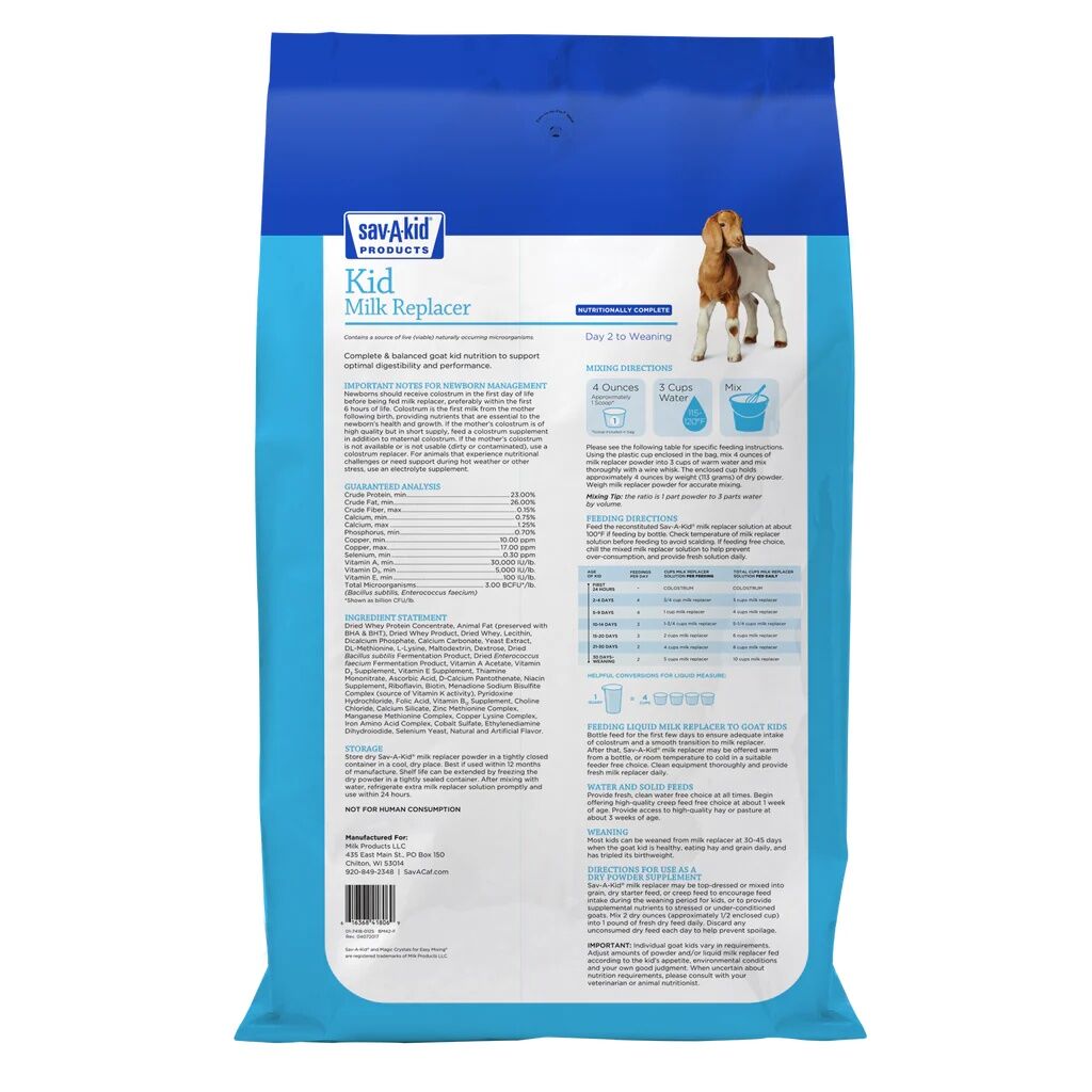 Sav-A-Kid Goat Milk Replacer, 25-Lb