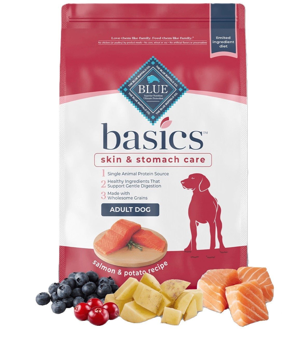 Blue Buffalo Basics Adult Dog Salmon and Potato Recipe Dog Food, 22-Lb
