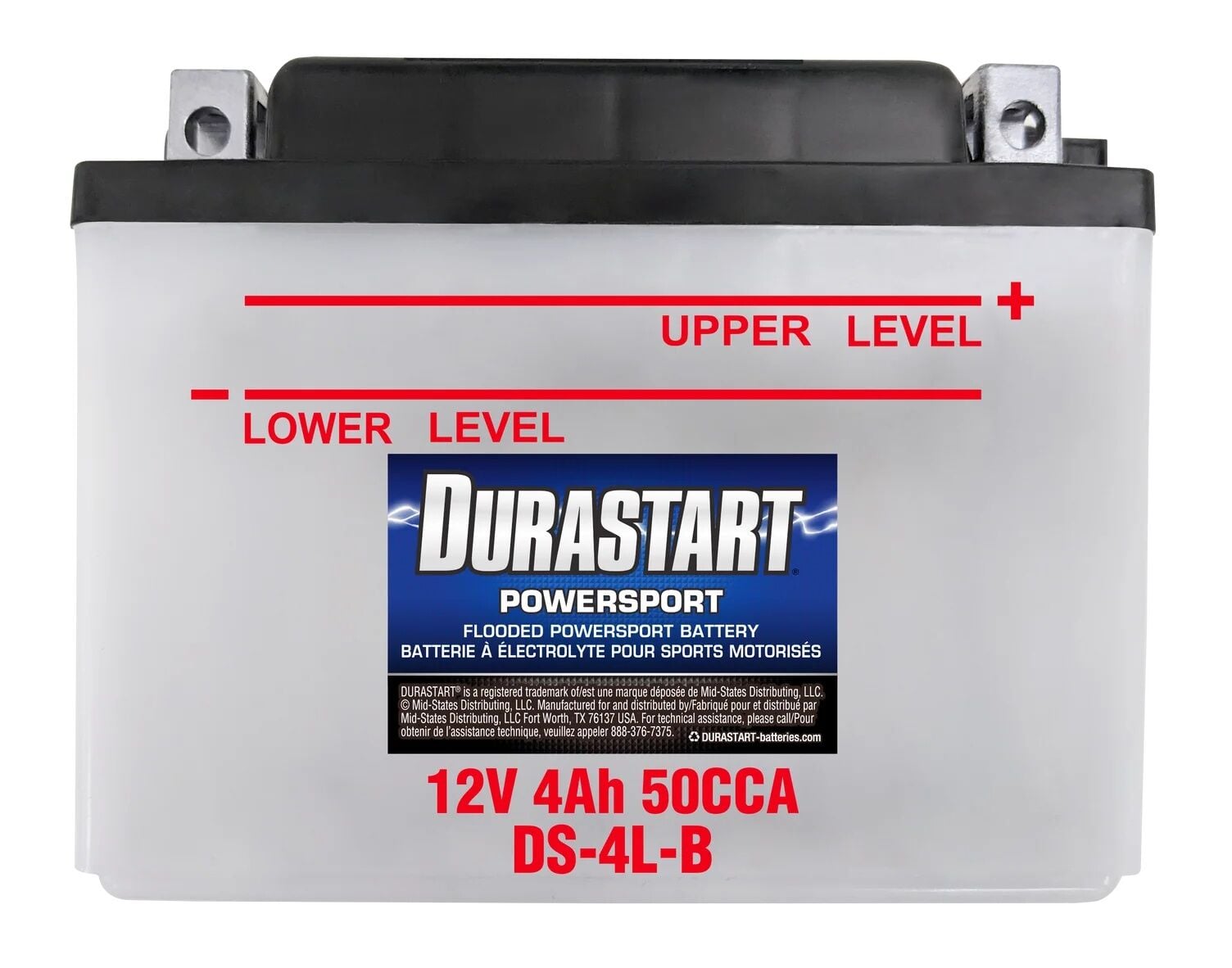 Durastart Flooded Powersport Battery 4L-B, 12V, 4Ah, 50 CCA