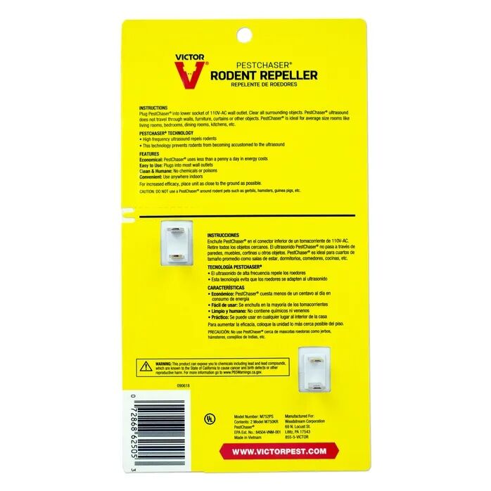 Victor PestChaser Rodent Repeller with Nightlight & Extra Outlet, 2-Pk