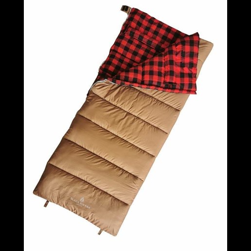 Sierra Sleeping Bag 0 Degree Flannel - Tan/Red, 34 in X 84 in