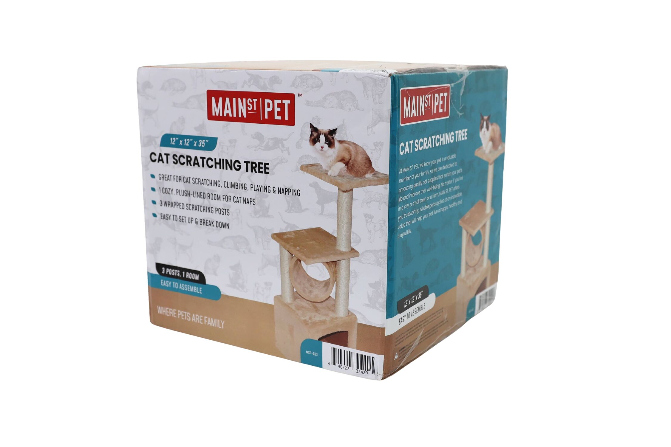 Main Street Pet Cat Tree, 12-In X 12-In X 36-In