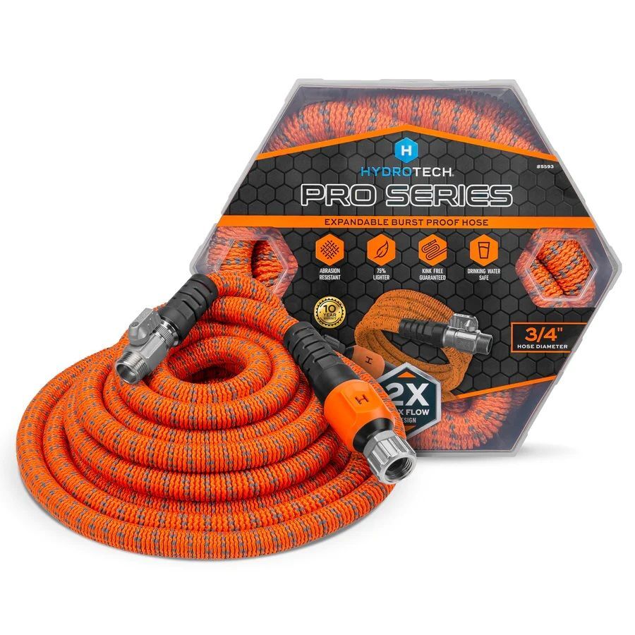 HydroTech Orange Pro Series Expandable Burst-Proof Hose, 3/4-In x 75-Ft