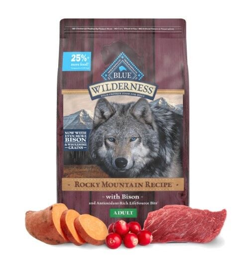 Blue Bufallo Wilderness Rocky Mountain Adult Dog Food with Bison Meat, 28-Lb