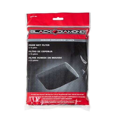Black Diamond Foam Wet Vacuum Filter, 5-Gal - 16-Gal