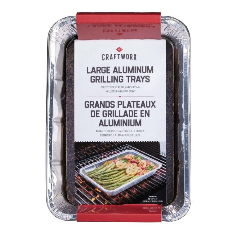 Craftworx Large Aluminum Grilling Trays, 13 X 9 X 2-In, 6-Pk