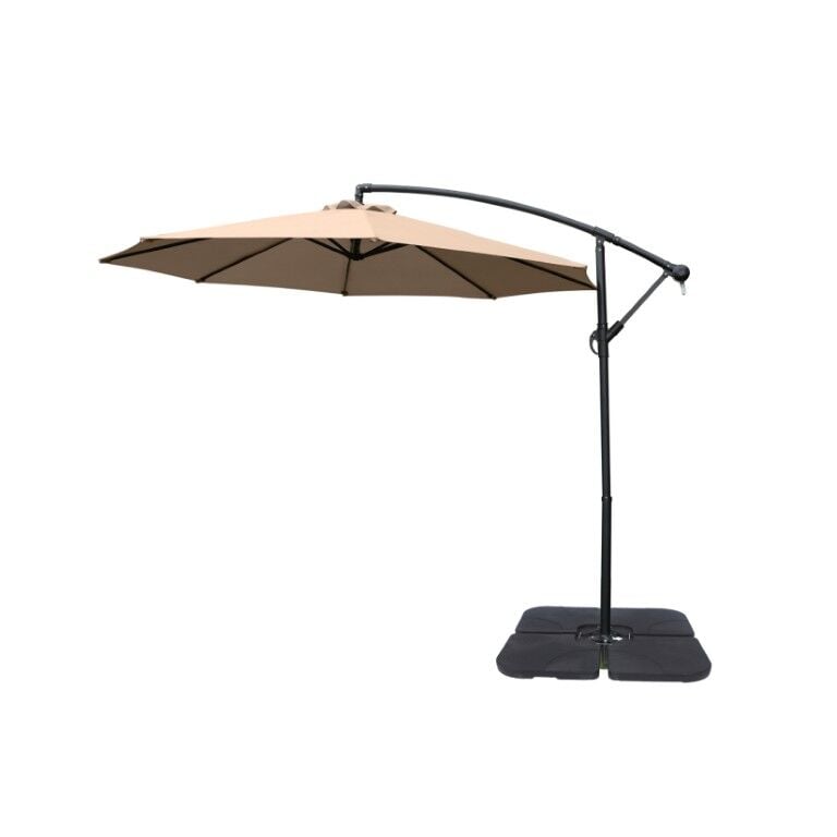 Livingscape Beige Offset Patio Umbrella, 10-Ft