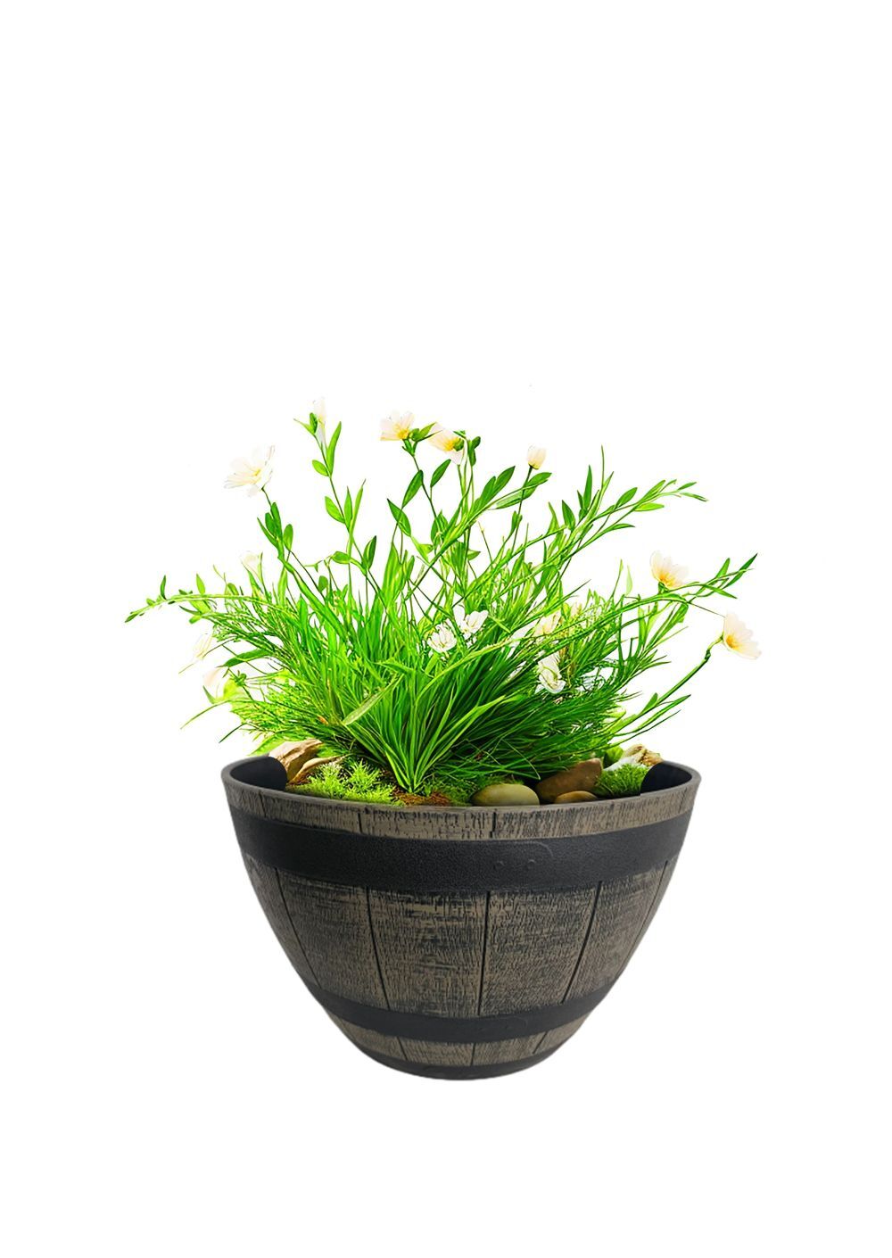 Livingscape Whiskey Barrel Planter, 20-In