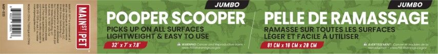 Main Street Pet Jumbo Poop Scooper, 32-In X 7-In X 7.8-In