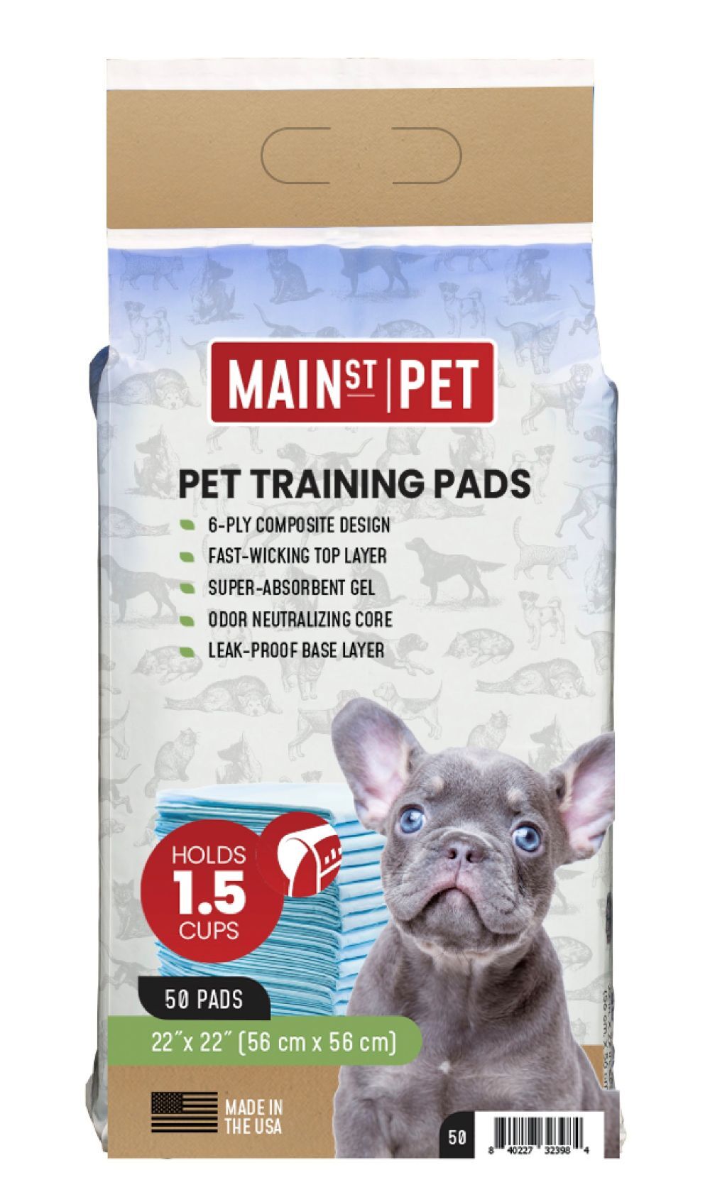 Main St. Pet 22-In x 22-In Pet Training Pads, 50-Pk