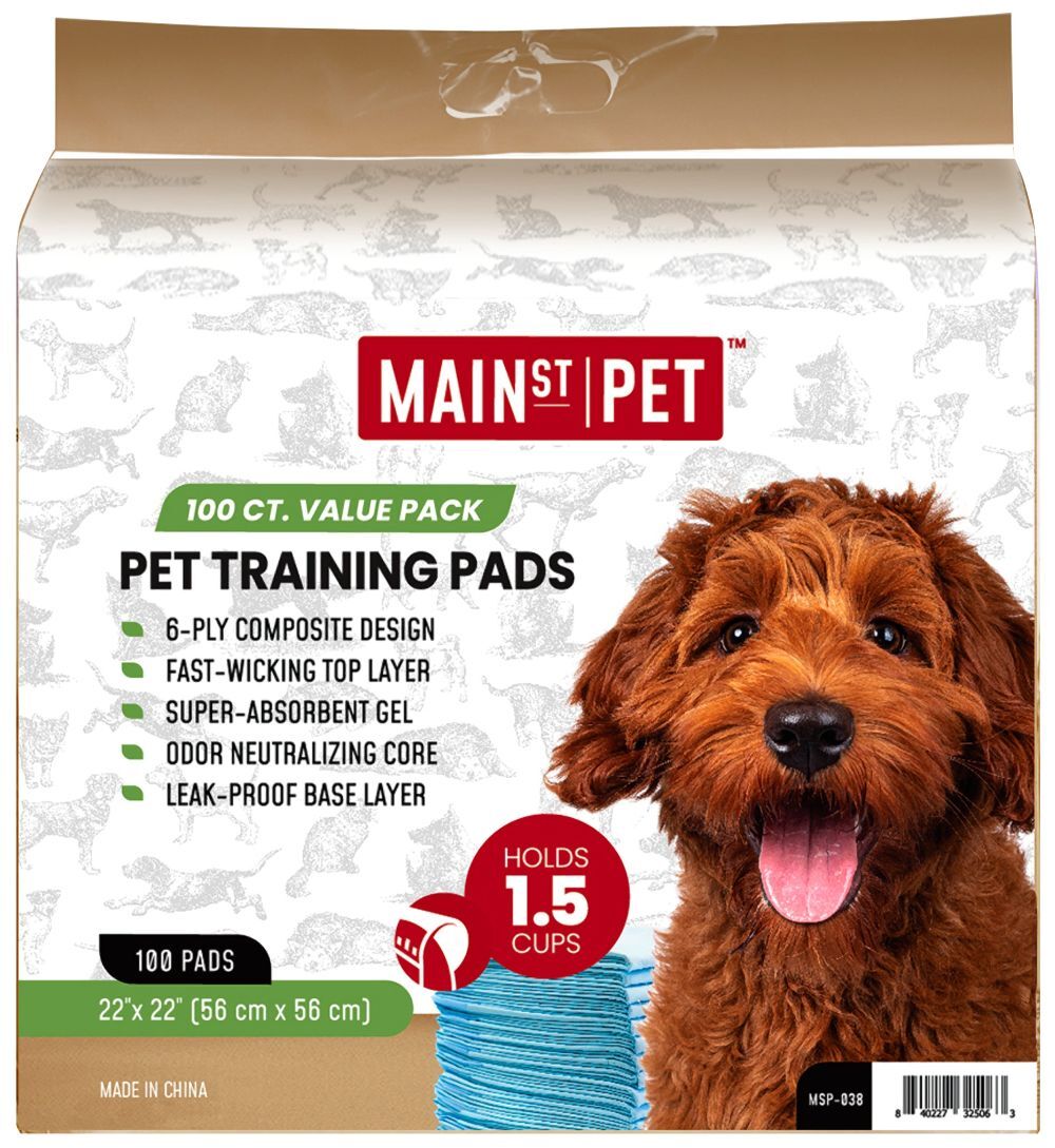 Main St. Pet 22-In x 22-In Pet Training Pads Value Pack, 100-Pk