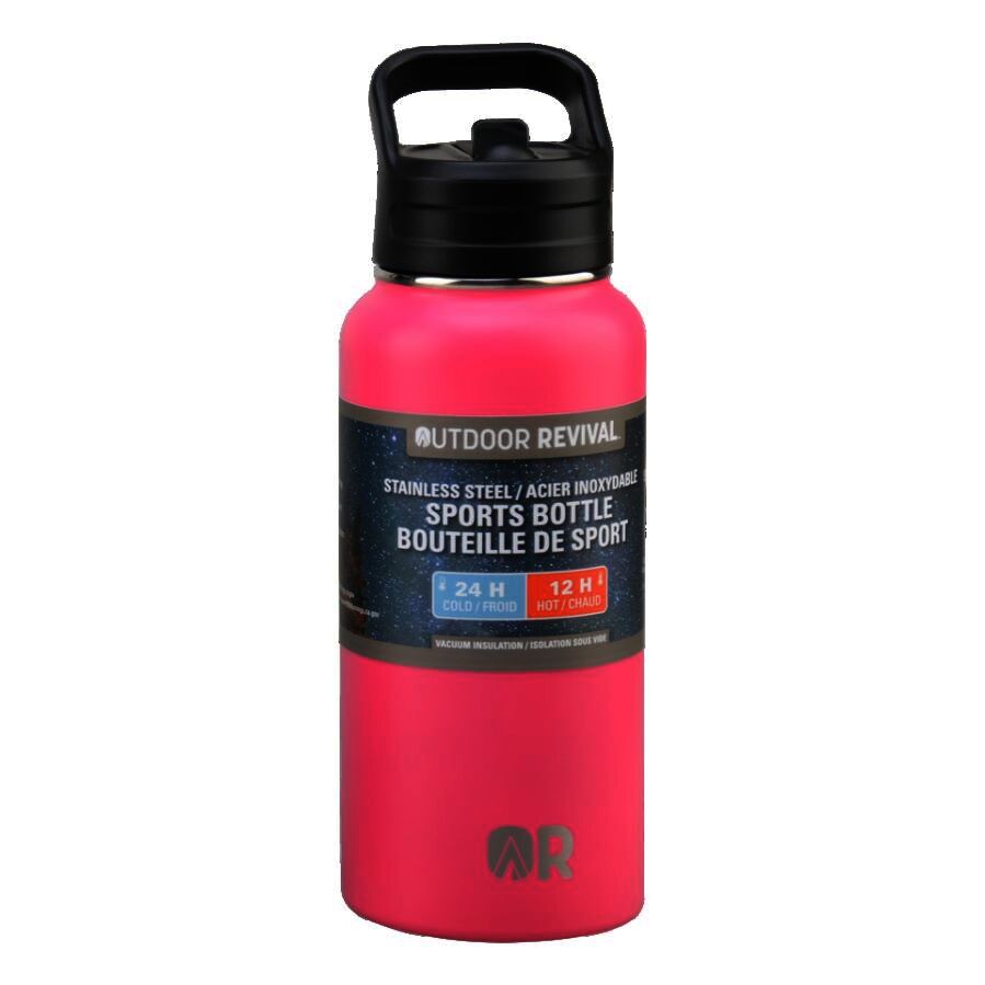 Outdoor Revival Stainless Steel Sports Bottle in Pink, 32-Oz