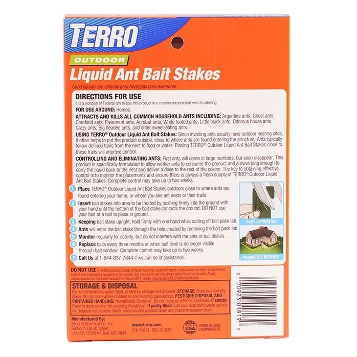 TERRO Outdoor Liquid Ant Bait Stakes, 8-Pk