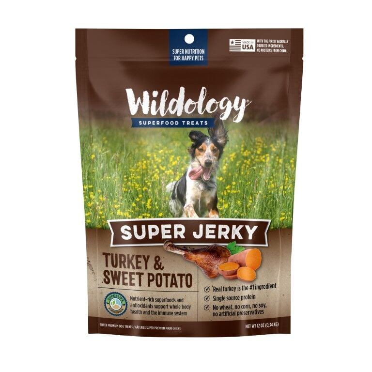 Wildology Turkey & Sweet Potato Super Jerky Dog Treats, 12-Oz