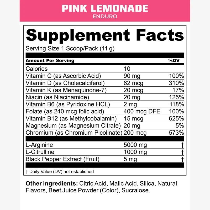 MTN OPS ENDURO Cardio Enhancement Pink Lemonade Supplement, 30-Servings