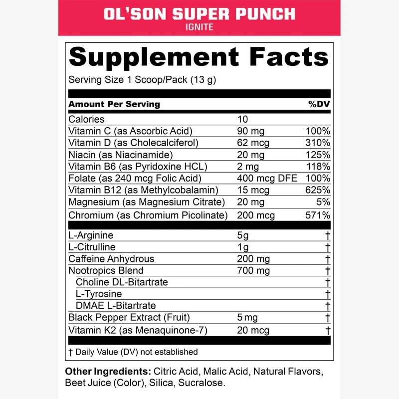 MTN OPS Ignite Supplement Ol' Son Super Punch Flavor, 45-Servings