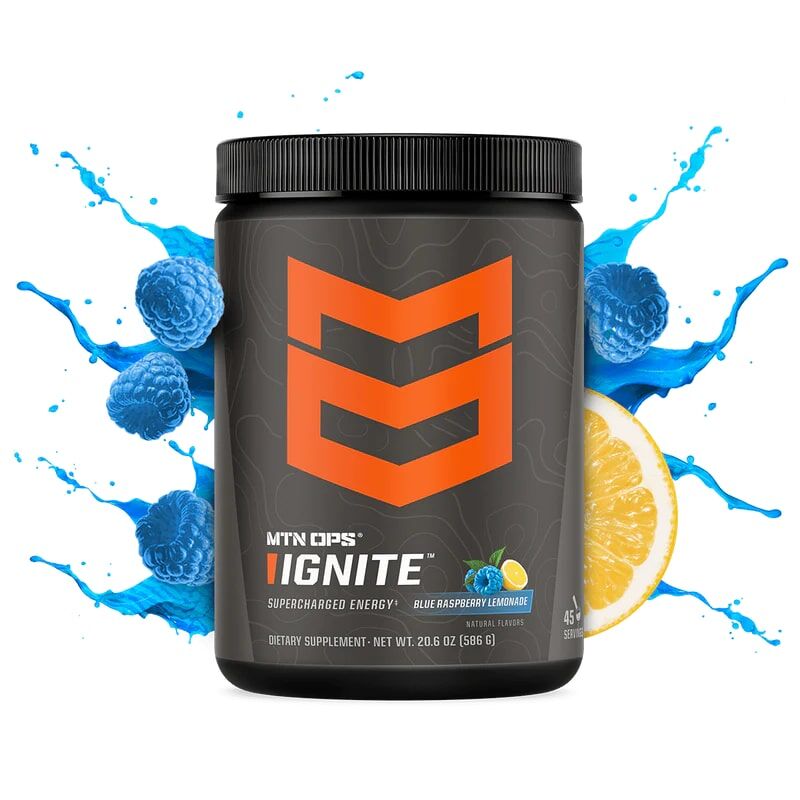 MTN OPS Ignite Supplement Blue Raspberry Lemonade Flavor, 20.6-Oz