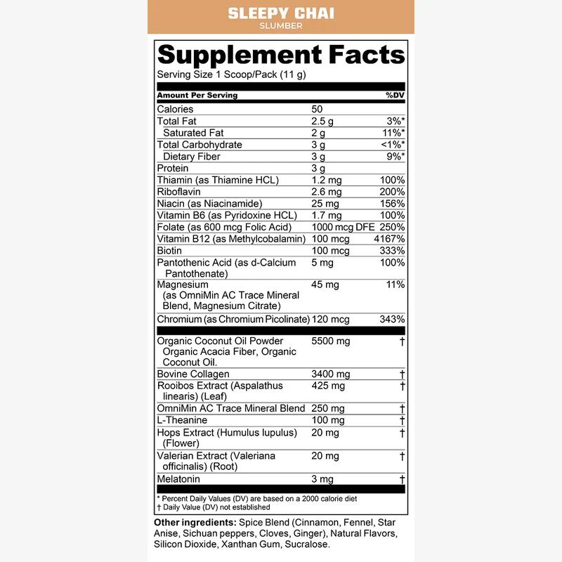 MTN OPS Slumber Deep Sleep & Recovery Dietary Supplement Sleepy Chai Flavor, 30-Servings