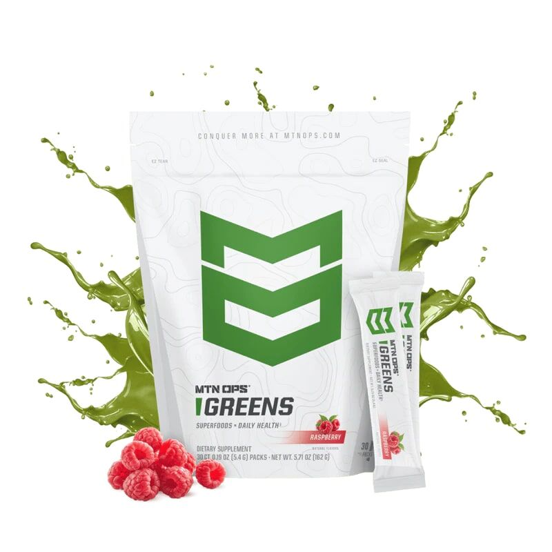MTN OPS Super Green Supplement Raspberry Flavor, 30-Ct