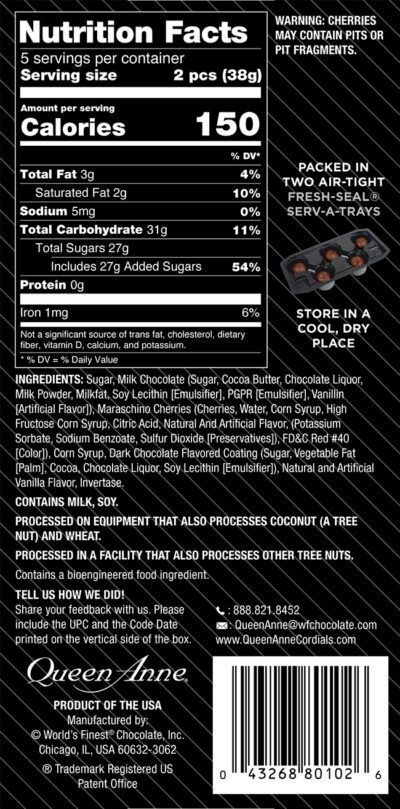 Queen Anne French Vanilla Cordial Cherries, 10-Pc