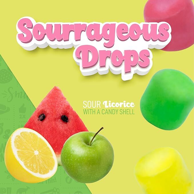 Wiley Wallaby Sourrageous Licorice Candy Drops, 3-Oz