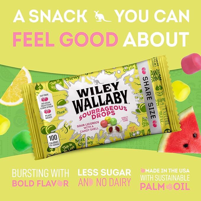 Wiley Wallaby Sourrageous Licorice Candy Drops, 3-Oz