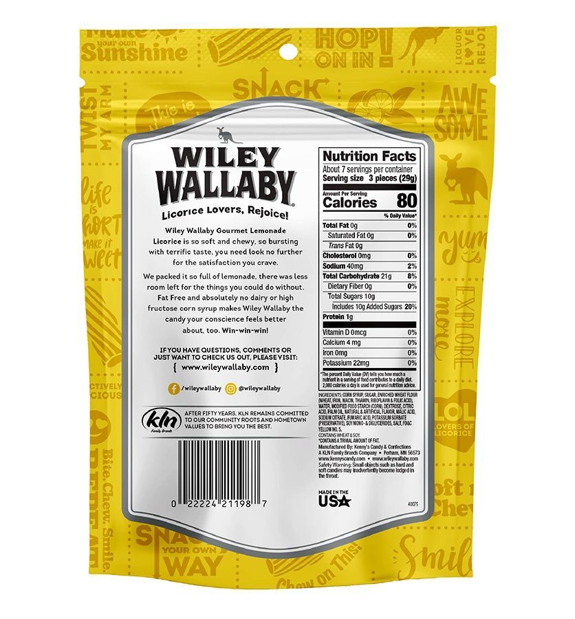 Wiley Wallaby Lemonade Flavored Licorice, 24-Oz