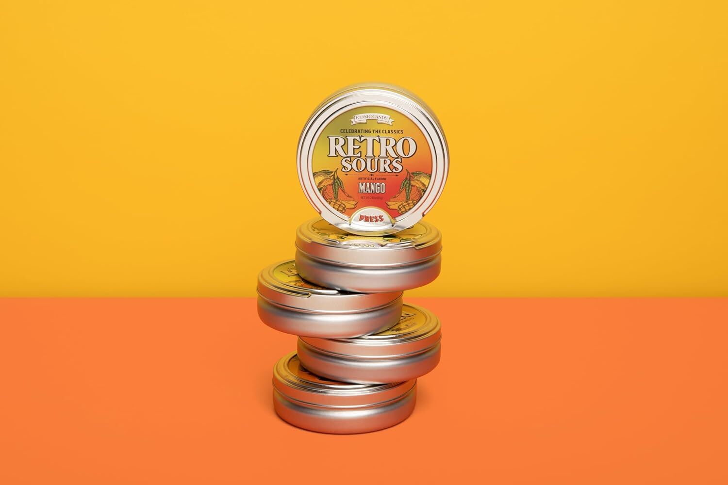 Retro Sours Mango Hard Tangy Candy, 2.12-Oz