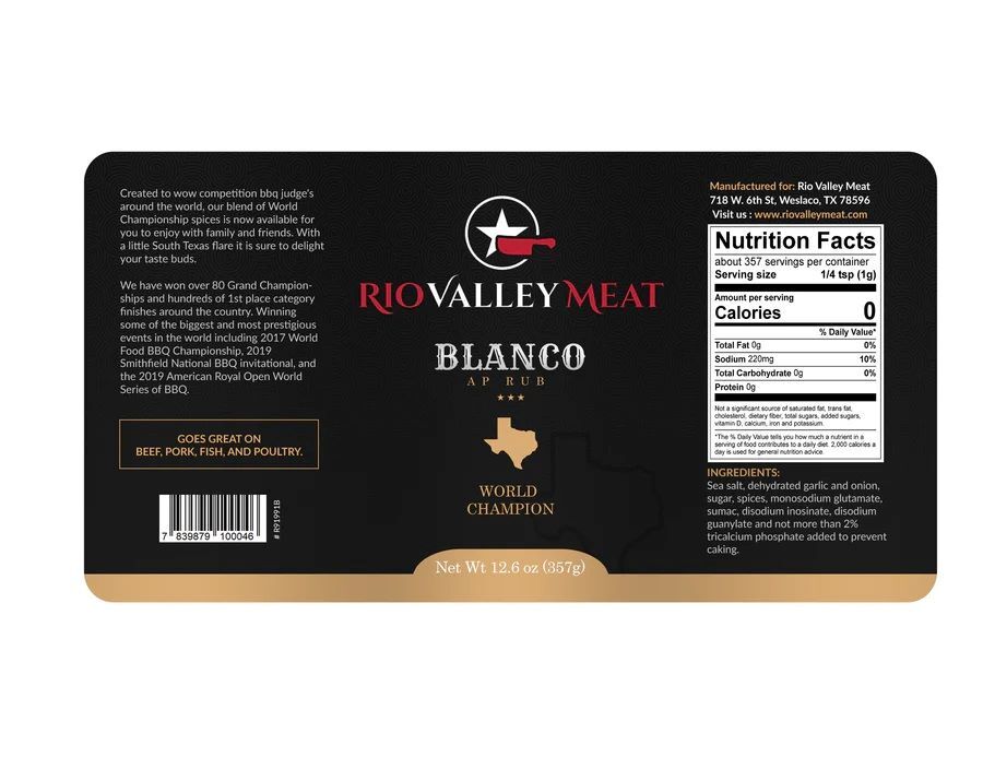 Rio Valley Meat Blanco AP Rub, 12.6-Oz