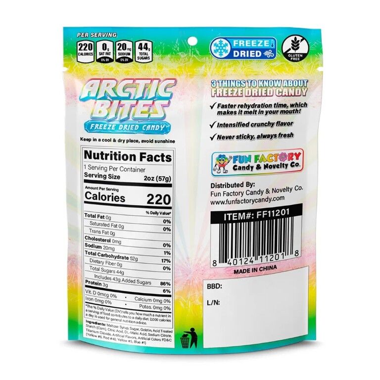 Arctic Bites Rainbow Puffs Freeze Dried Candy, 2-Oz