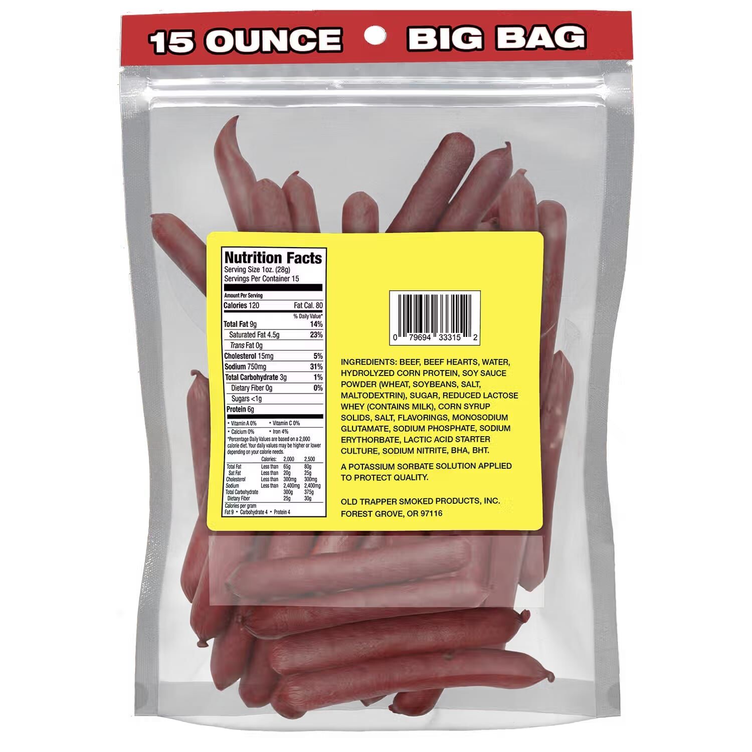 Old Trapper Teriyaki Deli Style Beef Sticks, 15-Oz