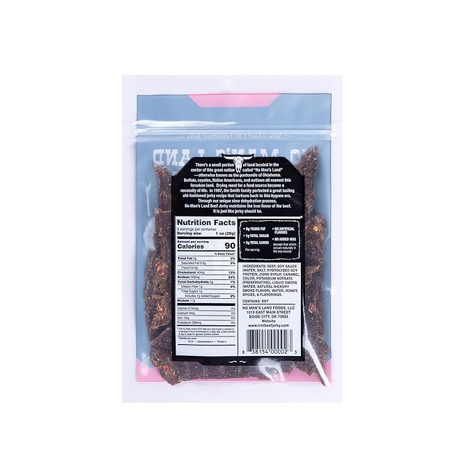 No Man's Land Hot Beef Jerky, 3-Oz
