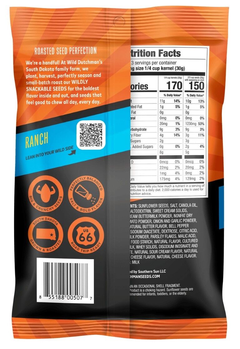 Wild Dutchman Ranch Flavored Sunflower Seeds, 5.5-Oz