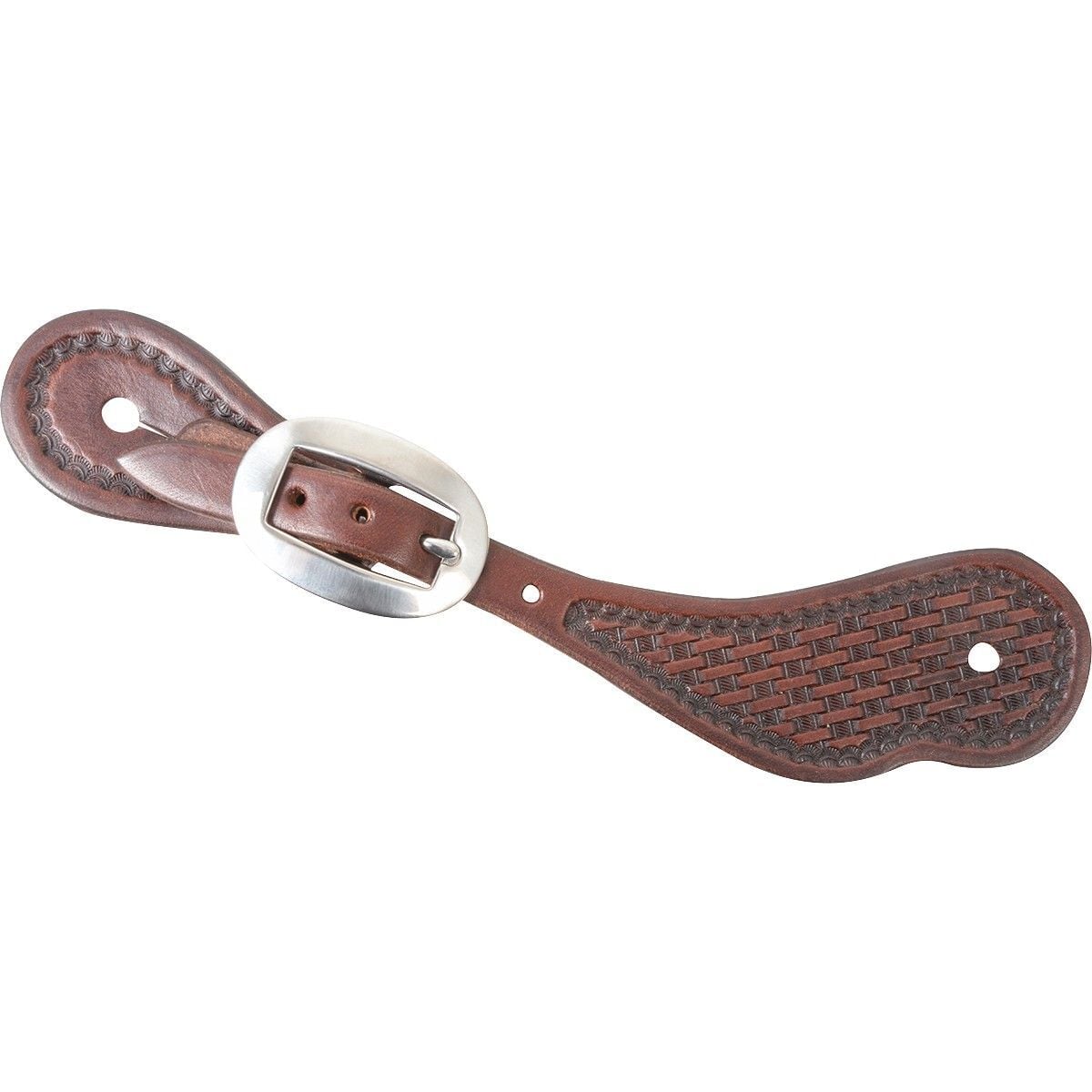 Martin Saddlery Chocolate Cowboy Spurstraps with Mini Basket Tooling