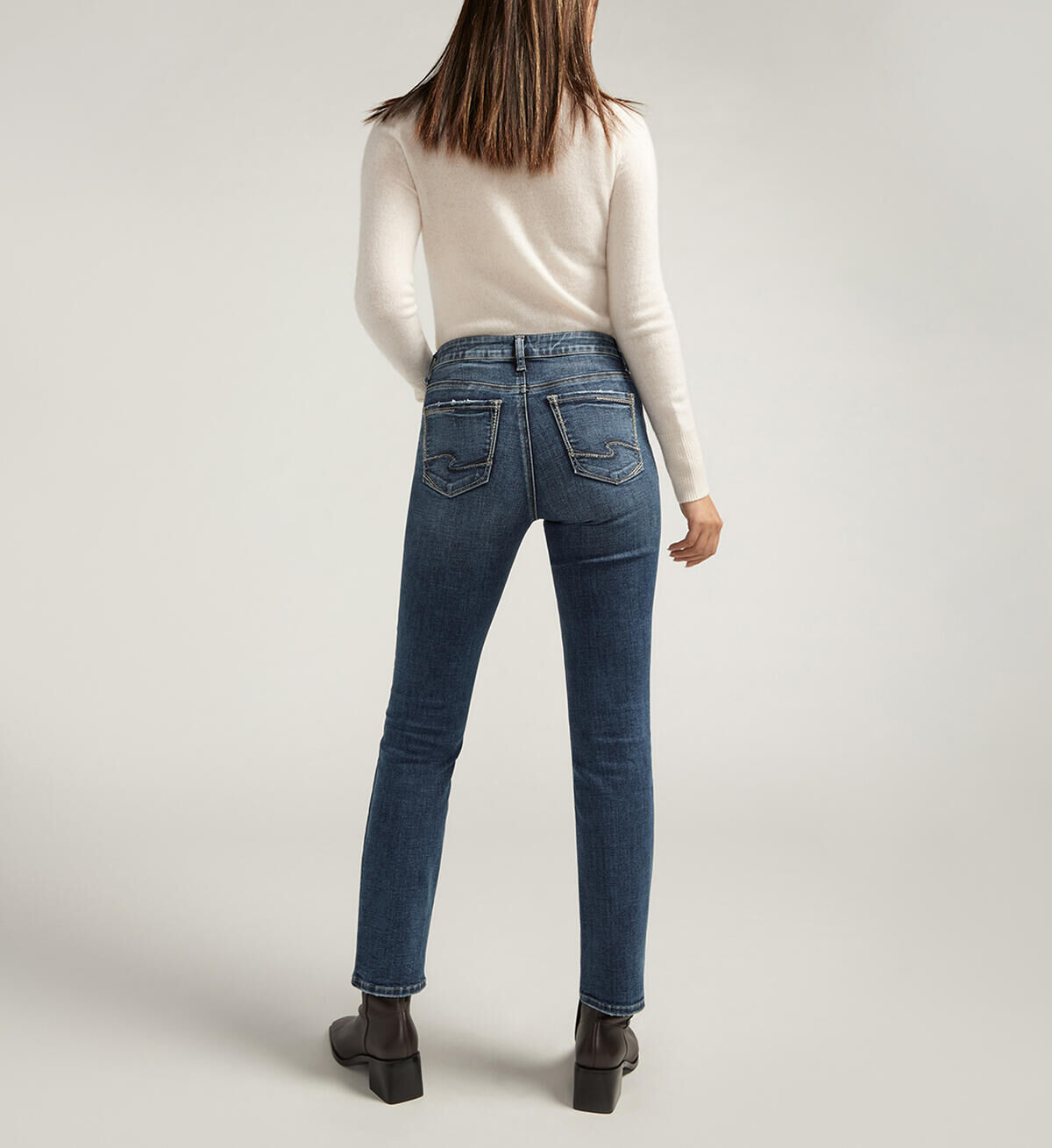 Silver Jeans Co. Women's Elyse Mid Rise Straight Leg Jeans